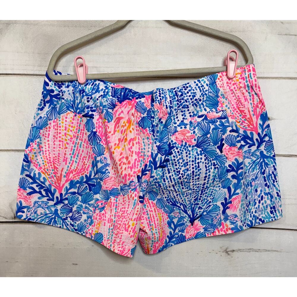 Lilly Pulitzer XL Shorts Stretchy Waist Coral Underwater Print Preppy Vibrant - Picture 2 of 6